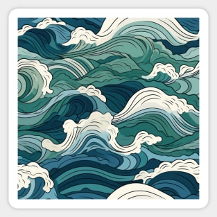 Ephemeral Crests: Hokusai Waves Reimagined Sticker